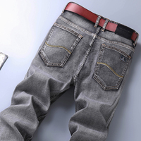2021 nowych mężczyzna Stretch regularny krój Jeans Business Casual Classic Style moda Denim spodnie męskie czarne niebieskie szare spodnie 3